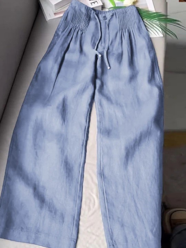 Women's Breathable Wide Pants for Summer in Blue