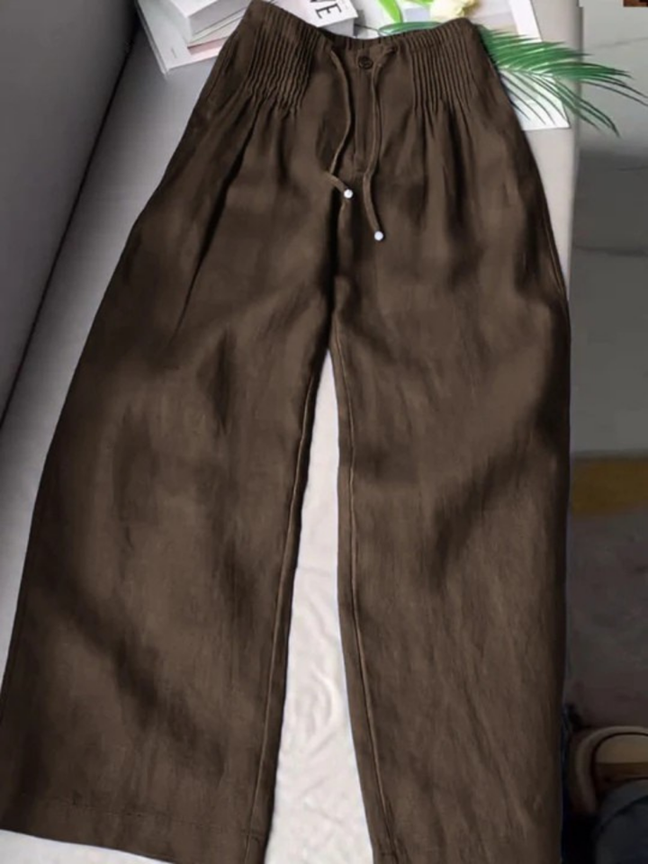 Women's Breathable Wide Pants for Summer in Kaffeebraun