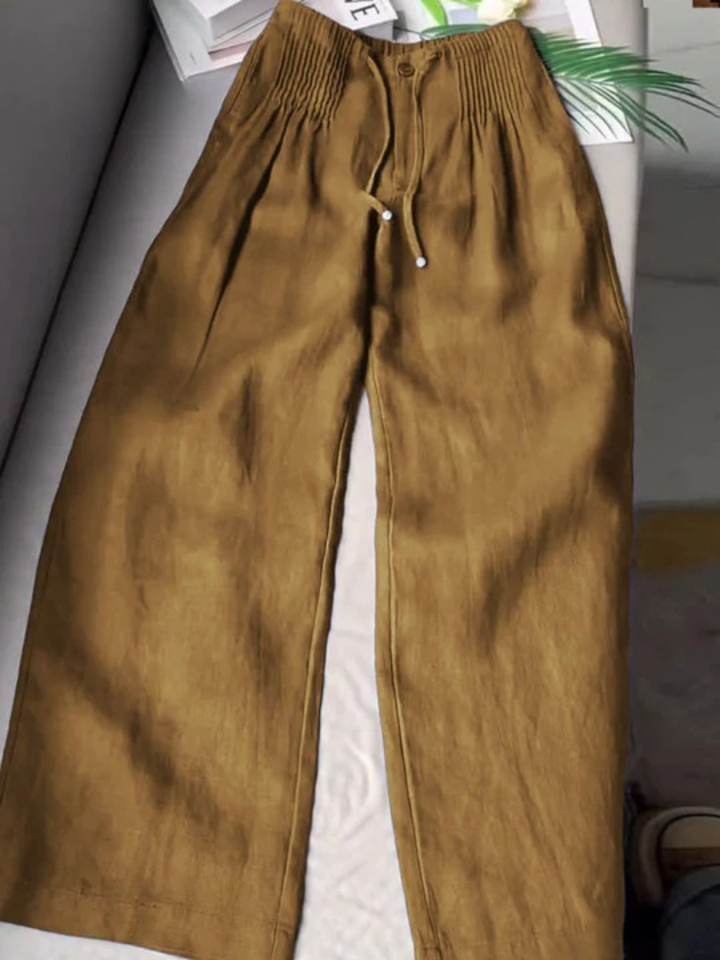 Women's Breathable Wide Pants for Summer in Khaki