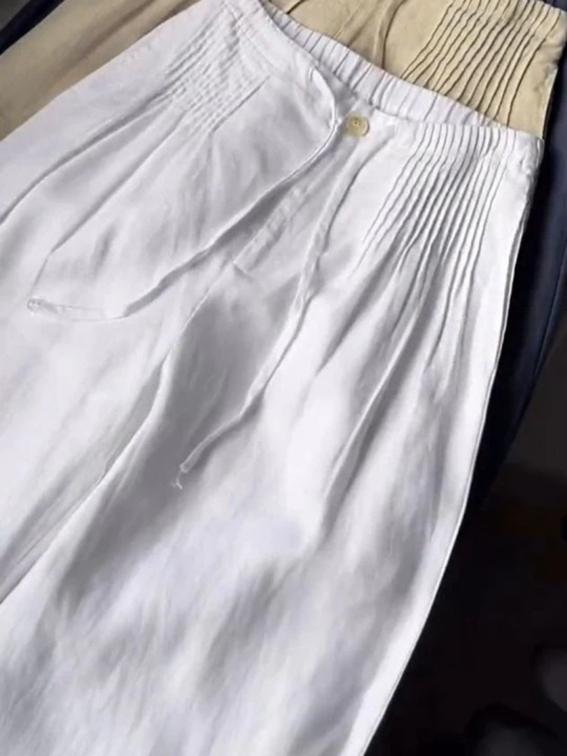 Women's Breathable Wide Pants for Summer in White