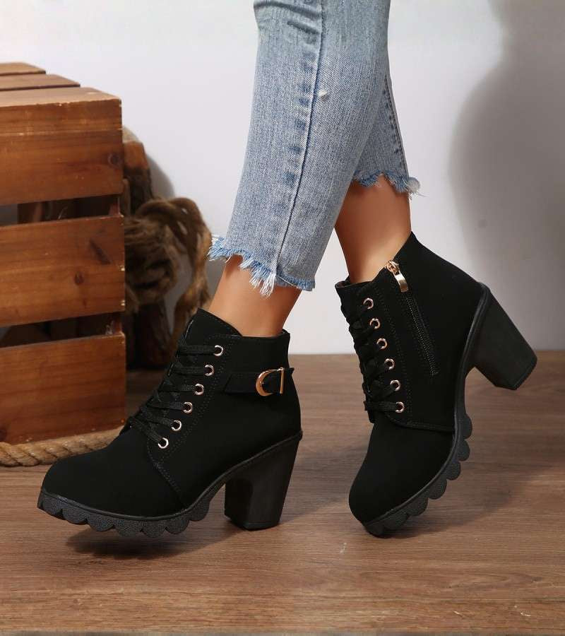 Women's Brown Ankle Lace-Up Boots