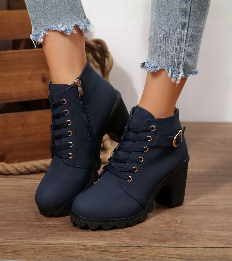 Women's Brown Ankle Lace-Up Boots (3)