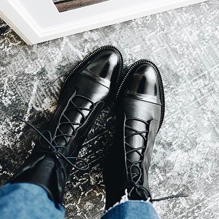 Women's Brown Lace-Up Ankle Boots (7)