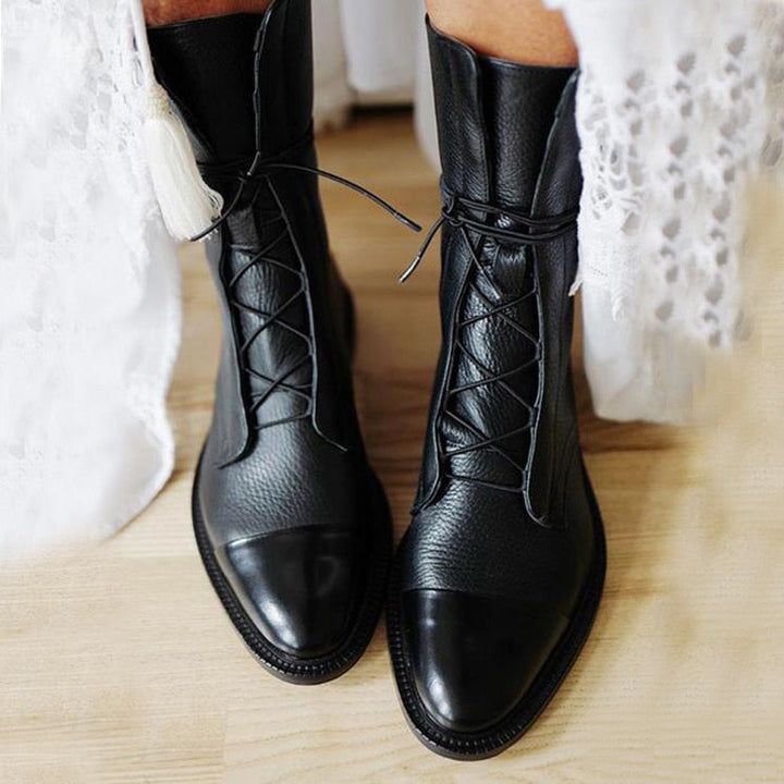 Women's Brown Lace-Up Ankle Boots in Black