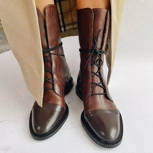 Women's Brown Lace-Up Ankle Boots in Brown