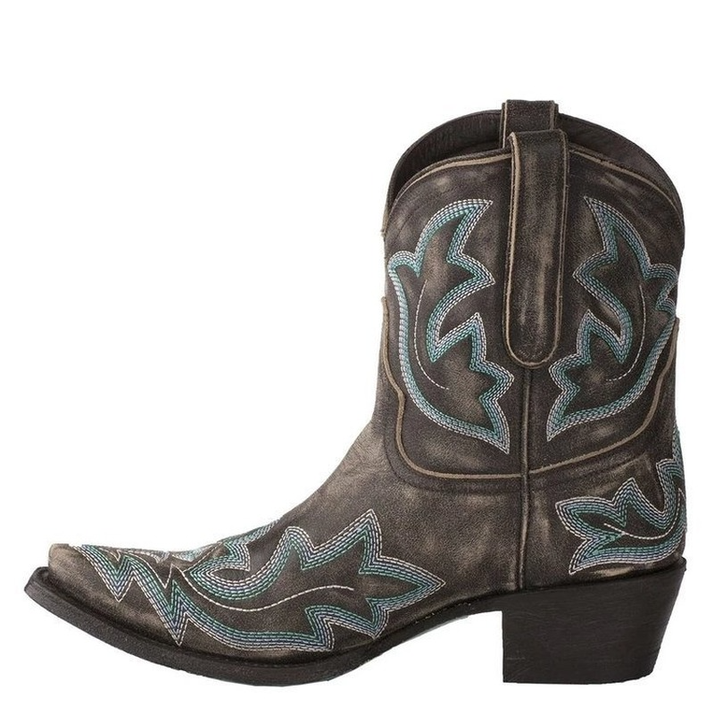 Women's Brown Leather Cowboy Ankle Boots