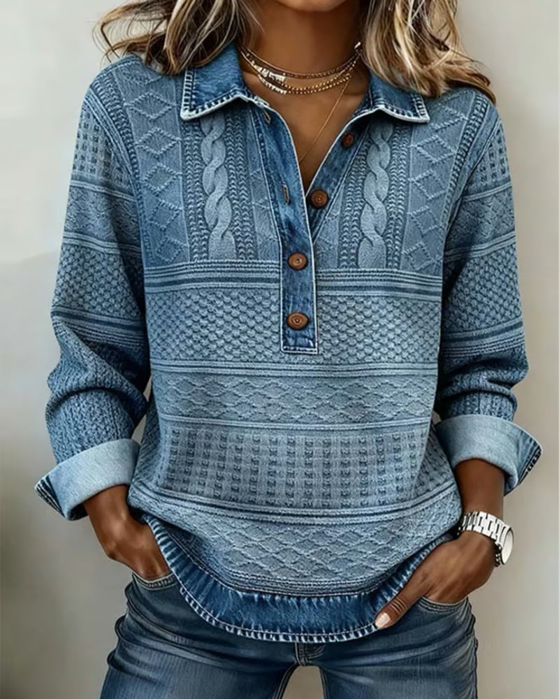 Women's Cable Knit Button-Front Cardigan for Autumn in Blue
