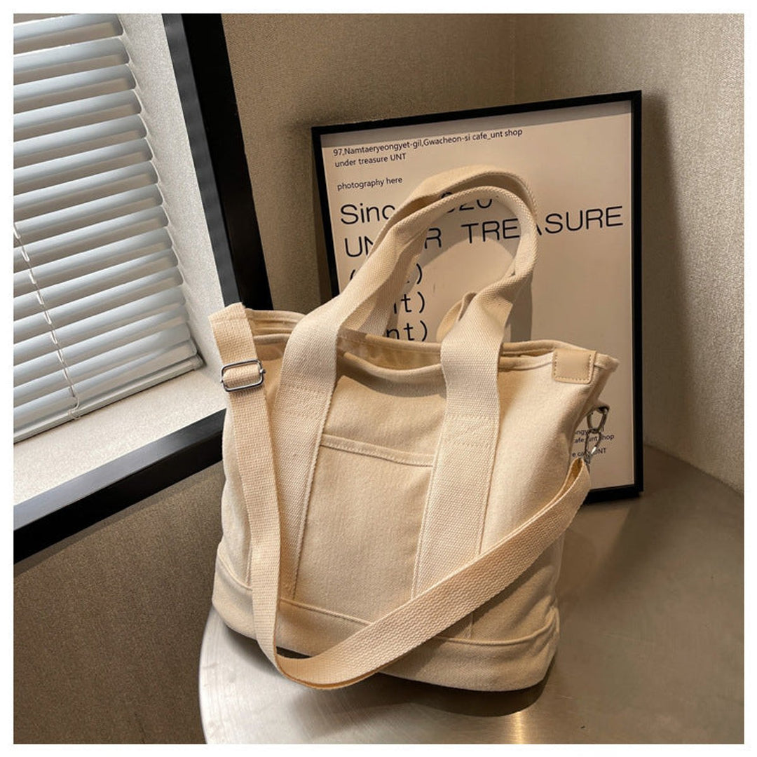 Women's Canvas Tote Bag with Crossbody Strap