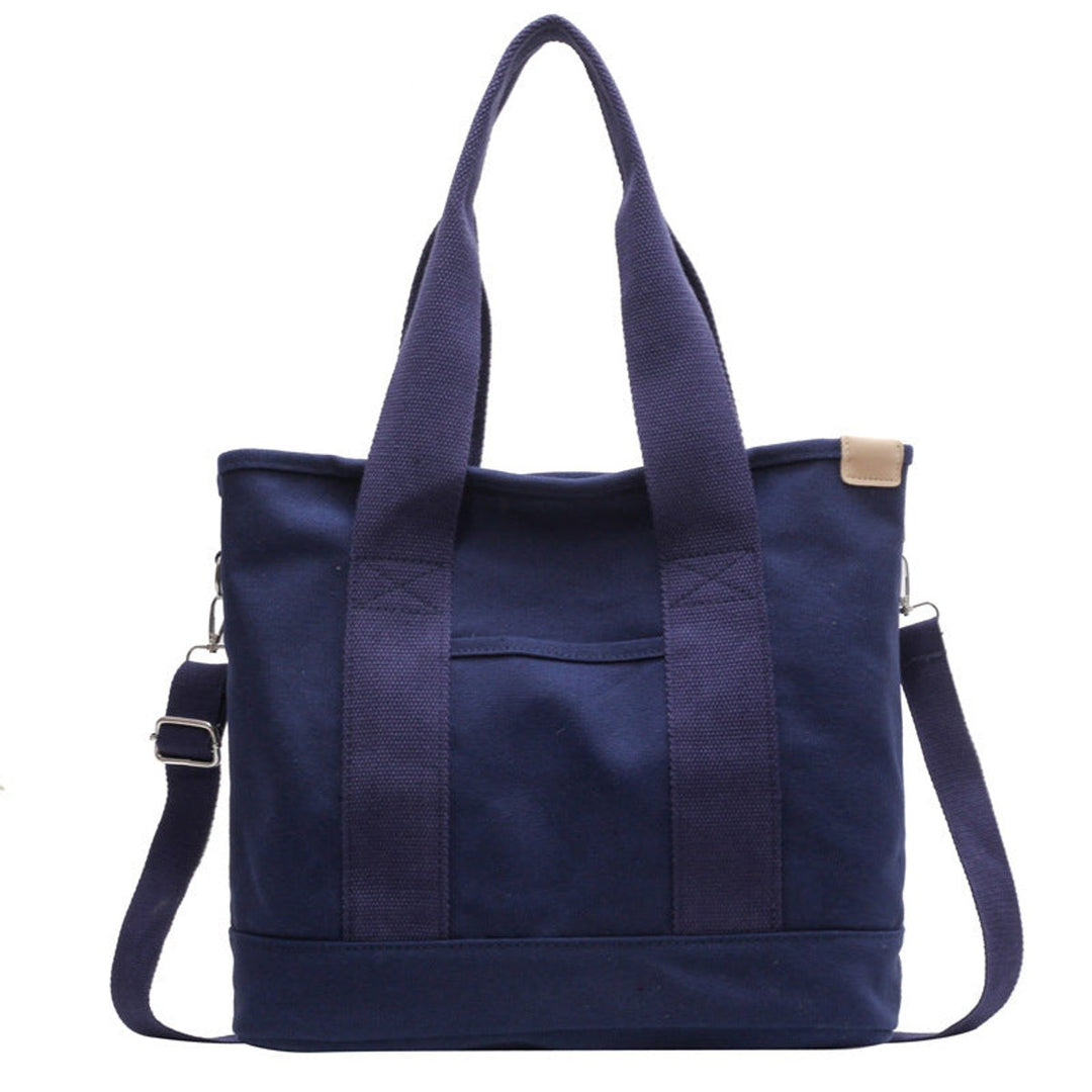 Women's Canvas Tote Bag with Crossbody Strap in Blue