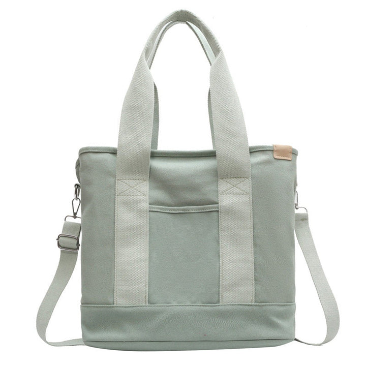 Women's Canvas Tote Bag with Crossbody Strap in Green