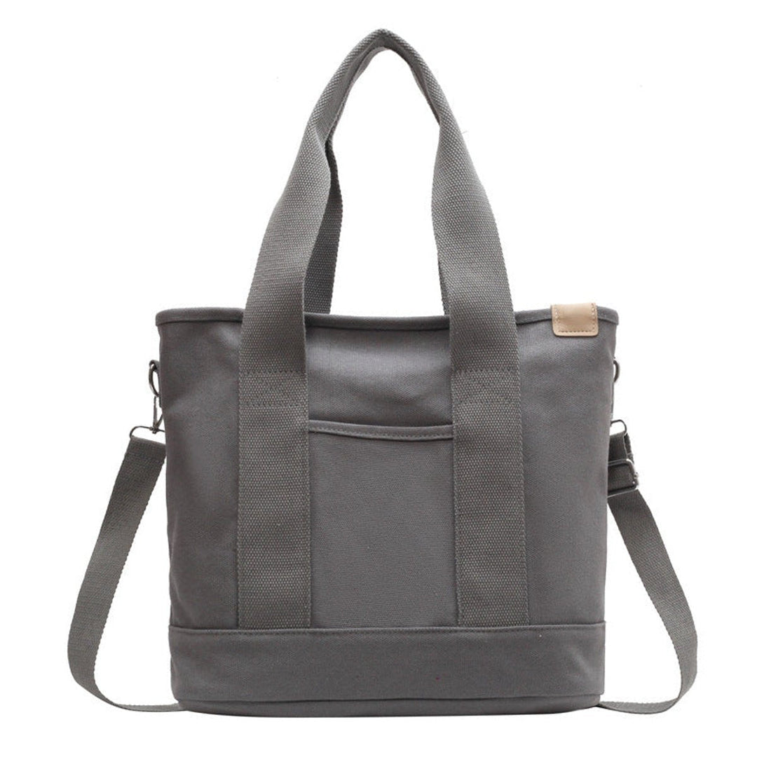 Women's Canvas Tote Bag with Crossbody Strap in Grey