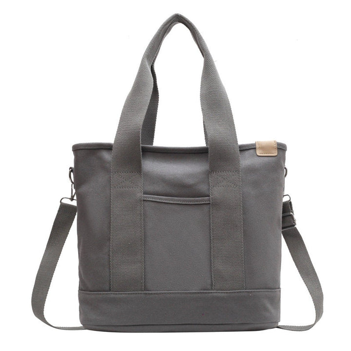 Women's Canvas Tote Bag with Crossbody Strap in Grey