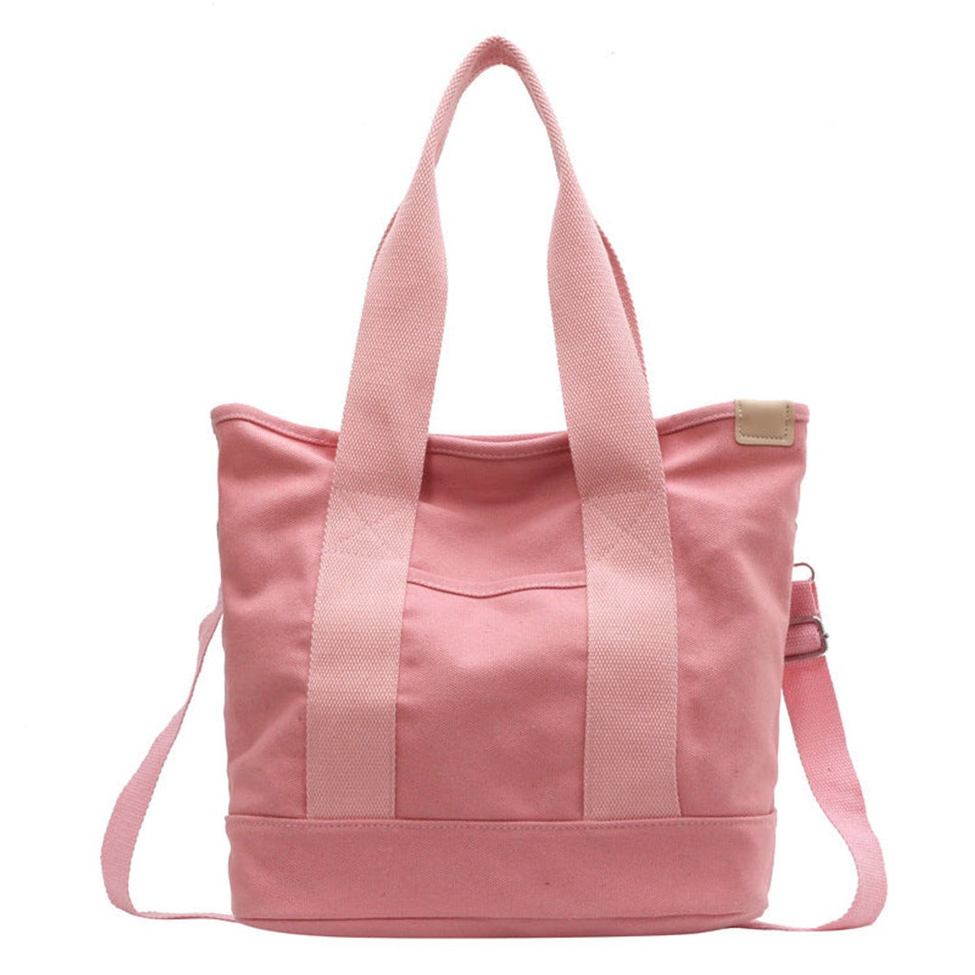 Women's Canvas Tote Bag with Crossbody Strap in Pink