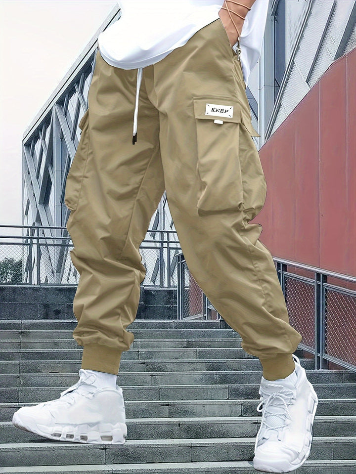 Women's Cargo Joggers with Adjustable Waistband in Khaki
