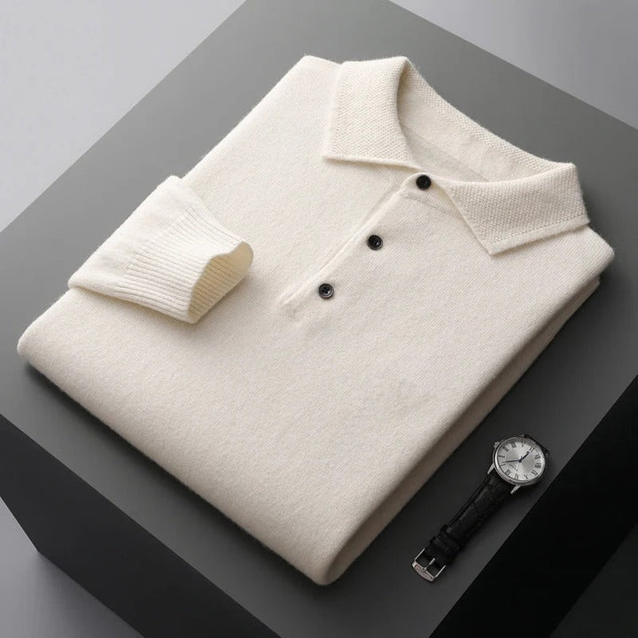 Women's Cashmere Polo Sweater for Business in White
