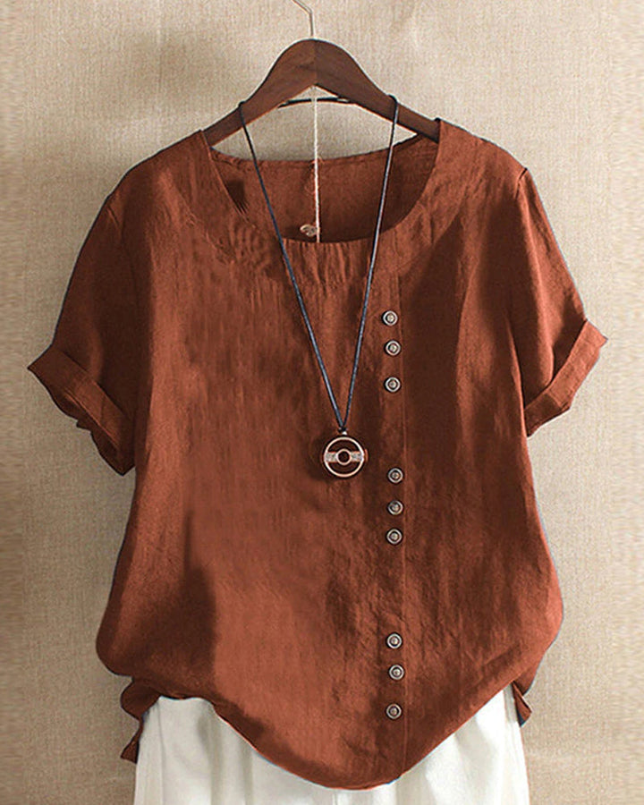 Women's Casual Button Blouse for Summer in Brown