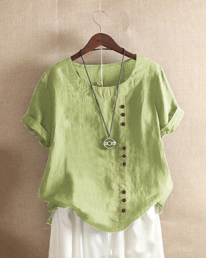 Women's Casual Button Blouse for Summer in Green