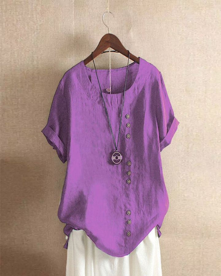 Women's Casual Button Blouse for Summer in Purple