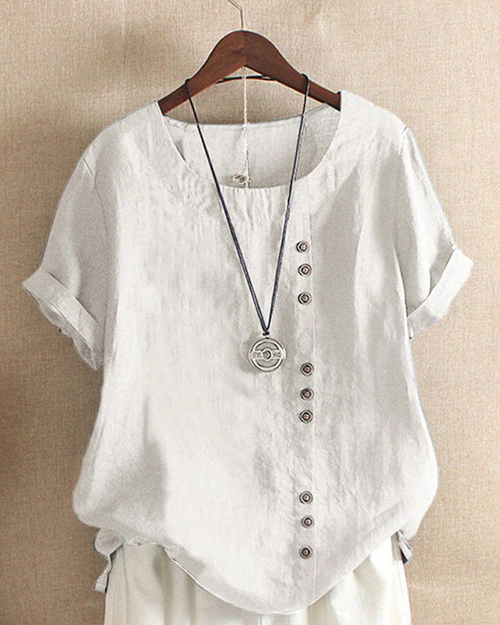 Women's Casual Button Blouse for Summer in White