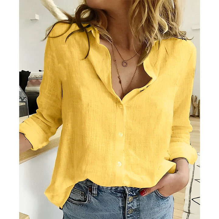 Women's Casual Button-Front Blouse for Summer in Yellow