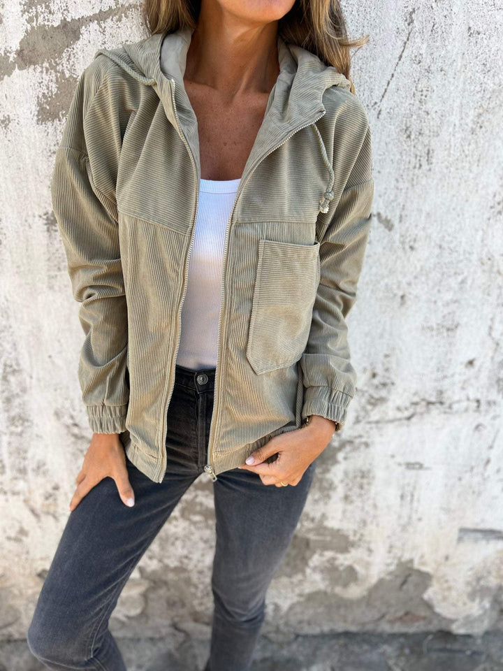 Women's Casual Cotton Hooded Jacket in Green