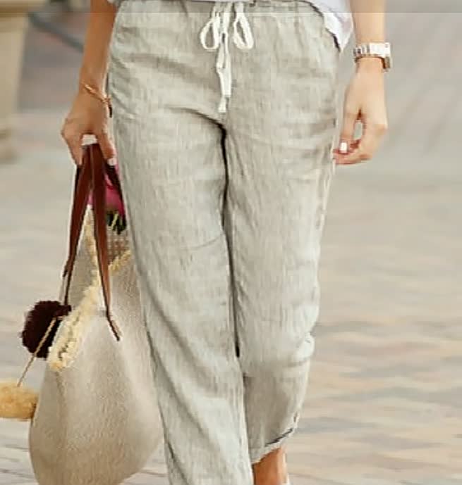 Women's Casual Linen Pants with Drawstring (4)