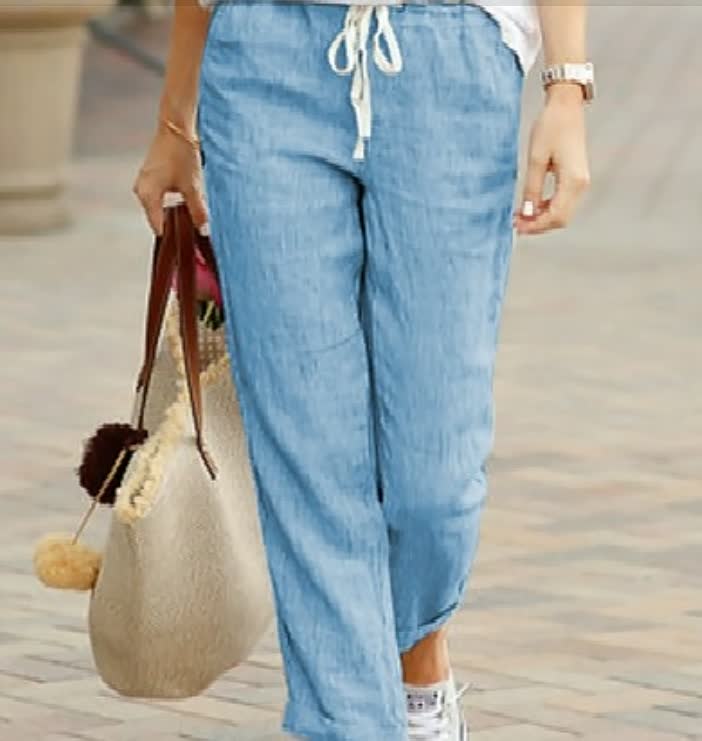 Women's Casual Linen Pants with Drawstring (5)