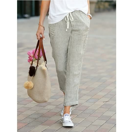 Women's Casual Linen Pants with Drawstring (6)