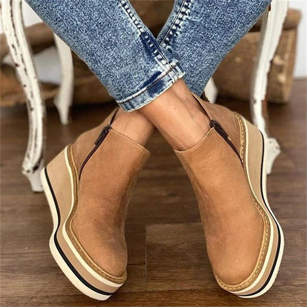 Women's Casual Low Ankle Boots in Beige