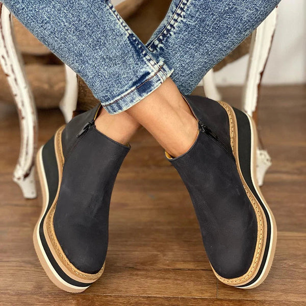 Women's Casual Low Ankle Boots in Black