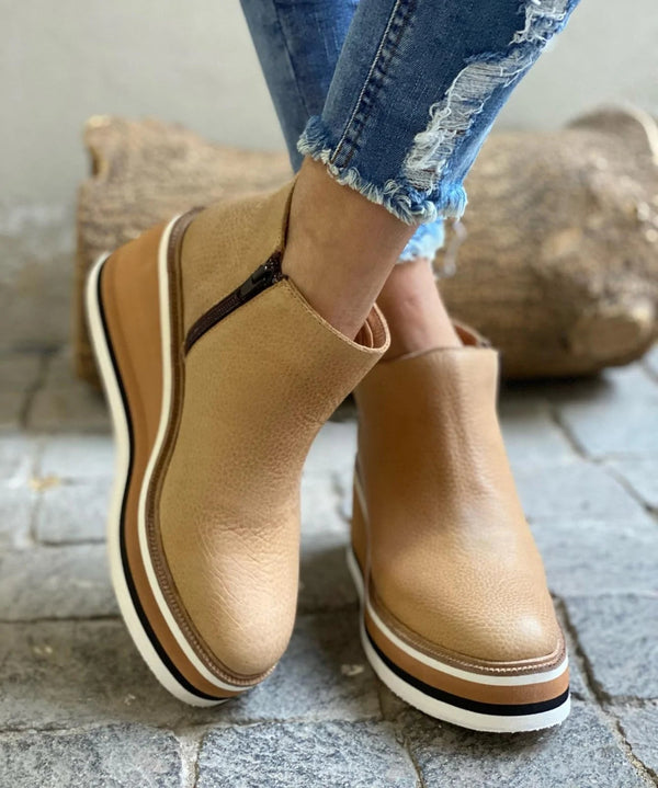 Women's Casual Low Ankle Boots in Khaki