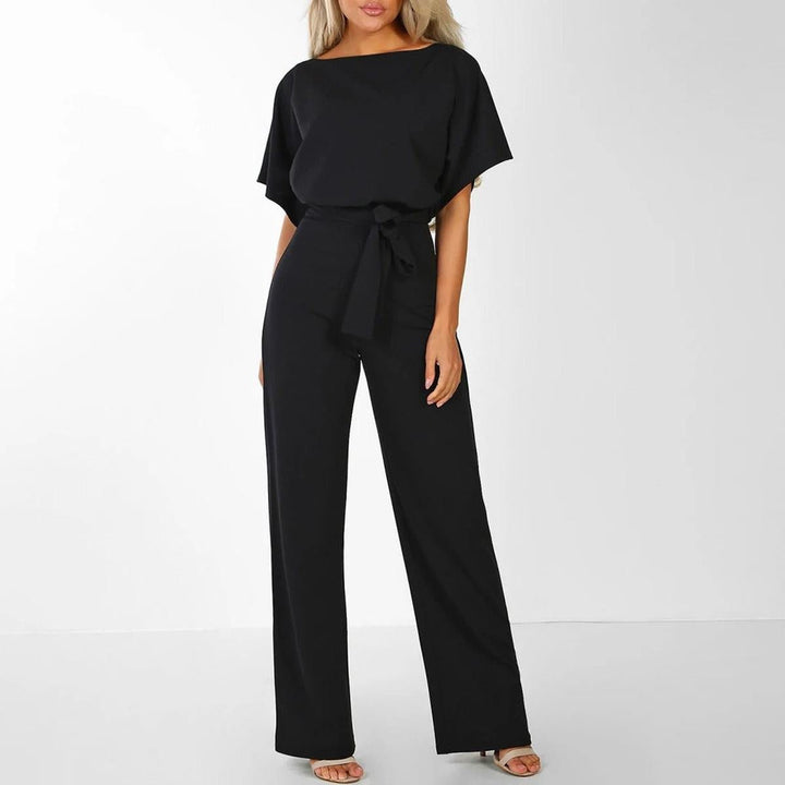 Women's Casual Short-Sleeve Jumpsuit for Summer in Black