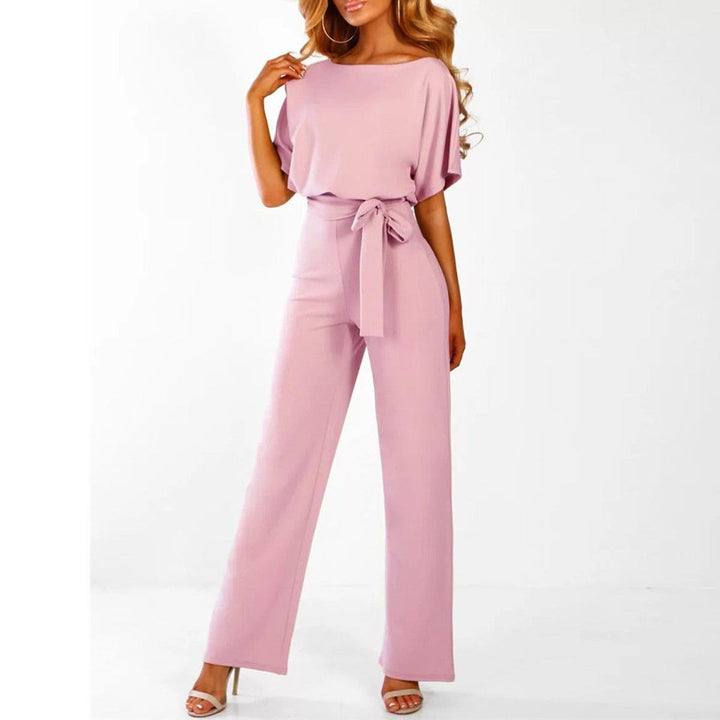 Women's Casual Short-Sleeve Jumpsuit for Summer in Pink