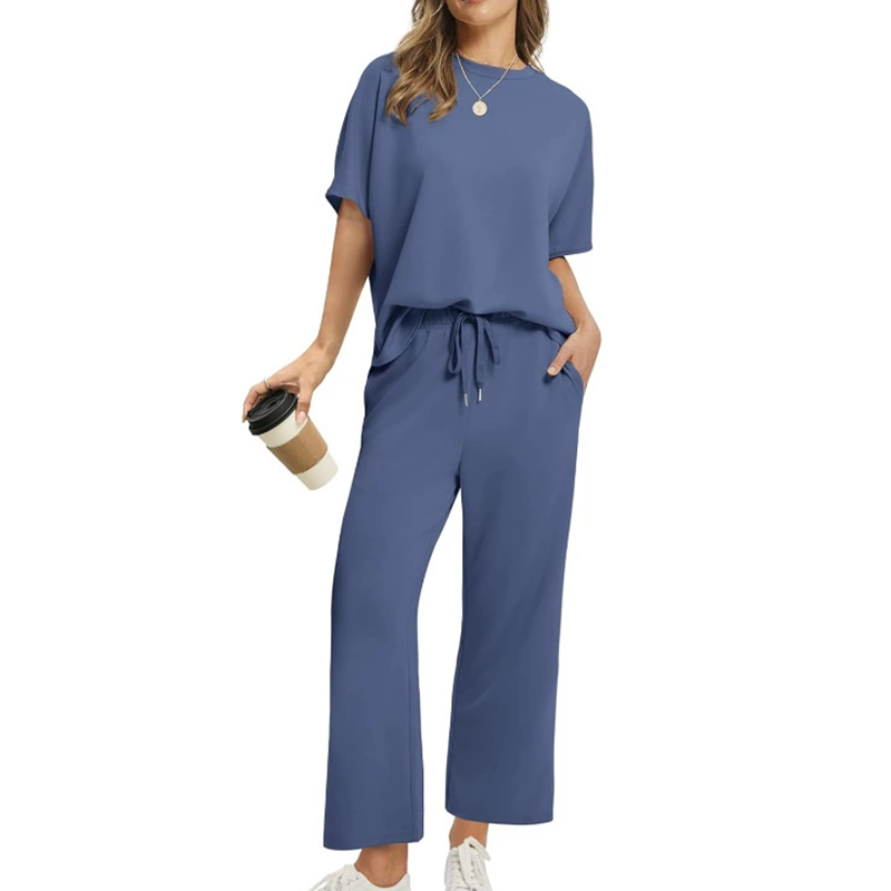 Women's Casual Two-Piece Set in Dark Blue