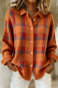 Charlotte | Women's Checkered Knit Cardigan for Autumn