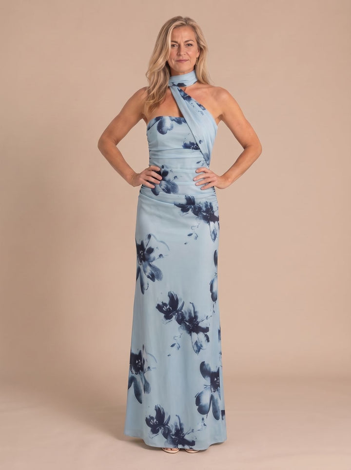 Women's Christmas Party Dress Halter Maxi in Blue