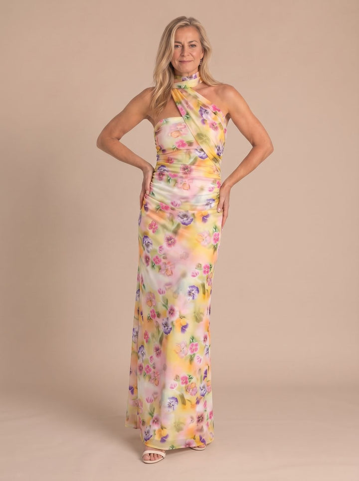 Women's Christmas Party Dress Halter Maxi in Multicolour