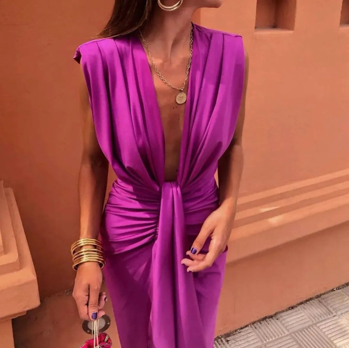 Women's Christmas Party Dress with Plunging V-Neck (6)