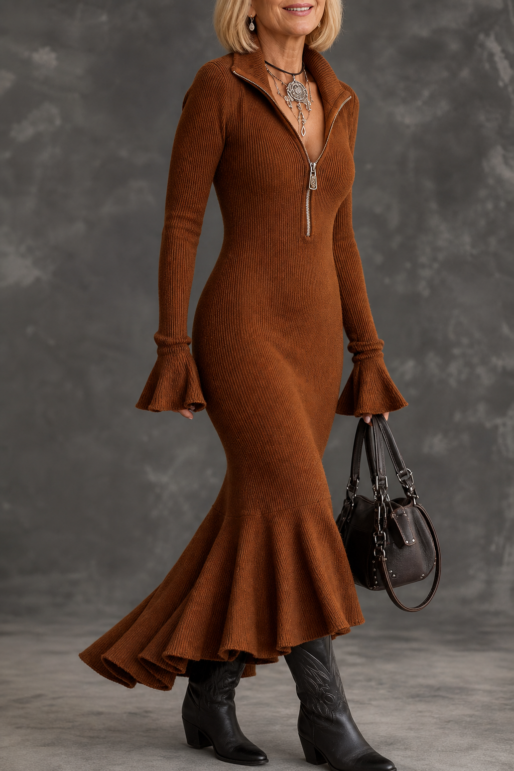 Women's Christmas Party Dress with Wide Sleeves