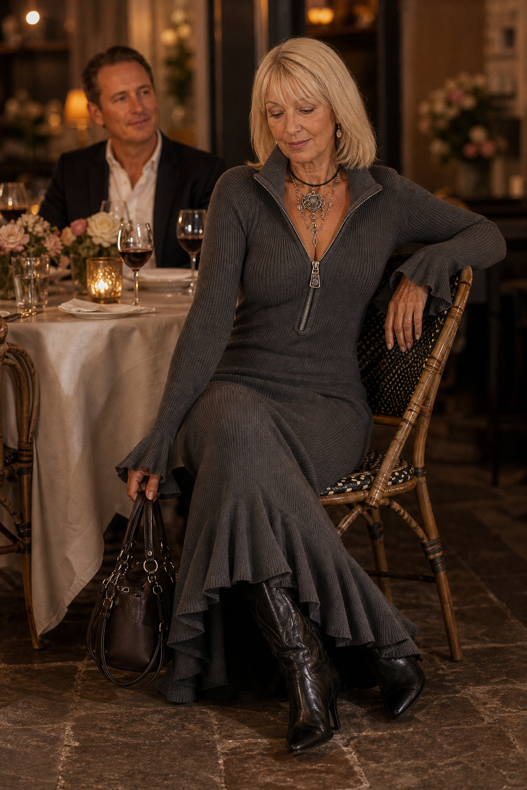 Women's Christmas Party Dress with Wide Sleeves (6)