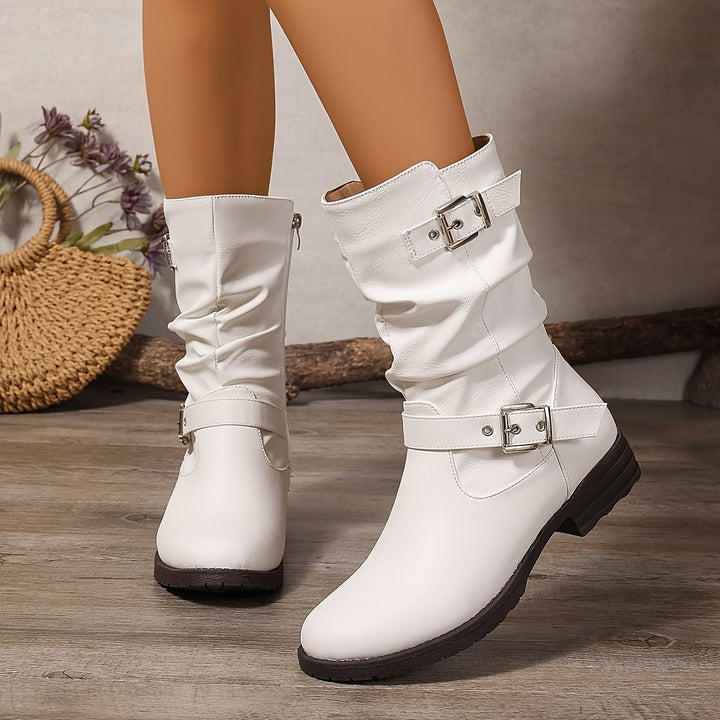 Women's Chunky Heel Slouchy Knee High Boots (10)