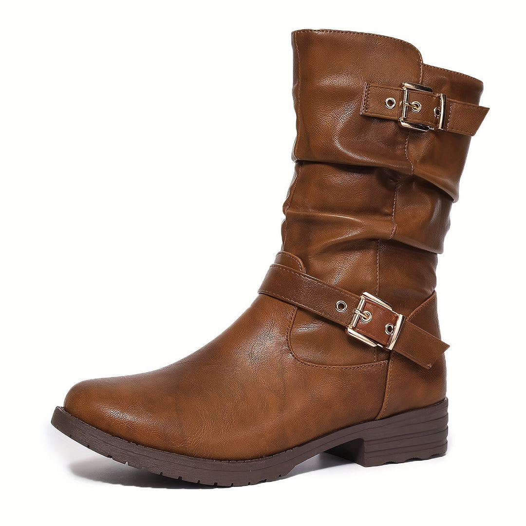 Women's Chunky Heel Slouchy Knee High Boots (11)
