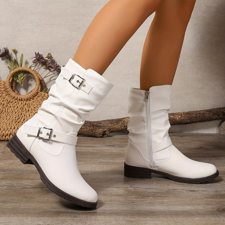 Women's Chunky Heel Slouchy Knee High Boots (12)