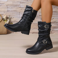 Poppy | Women's Chunky Heel Slouchy Knee High Boots