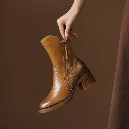Women's Classic Black Leather Ankle Boots (2)