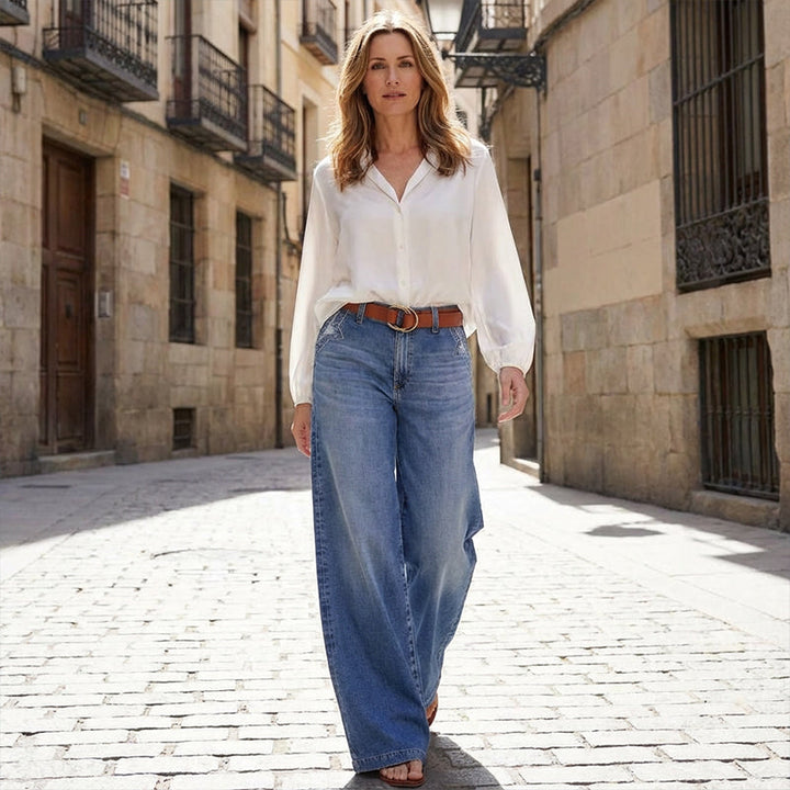 Women's Classic High-Waist Wide-Leg Jeans (4)