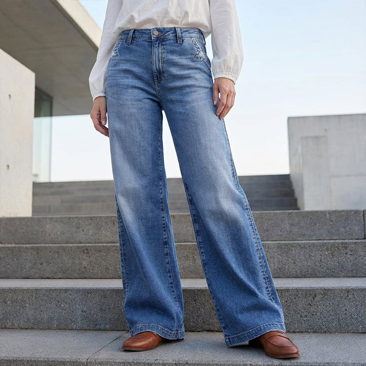 Women's Classic High-Waist Wide-Leg Jeans in Blue
