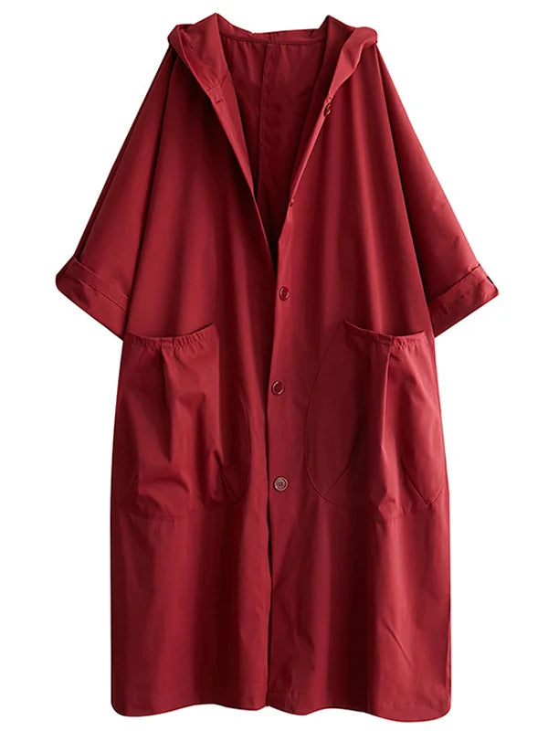 Women's Classic Long Trenchcoat for Autumn in Red