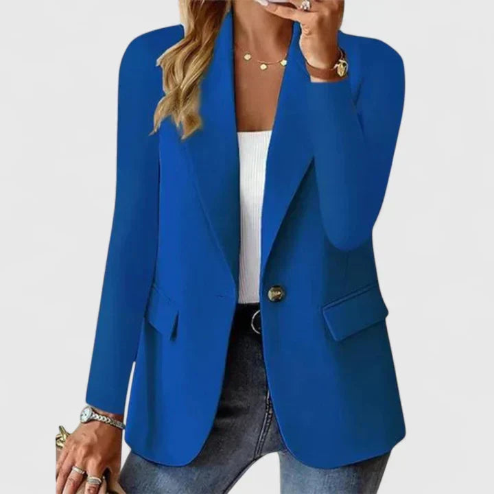 Women's Classic Tailored Jacket for Business Occasions in Blue