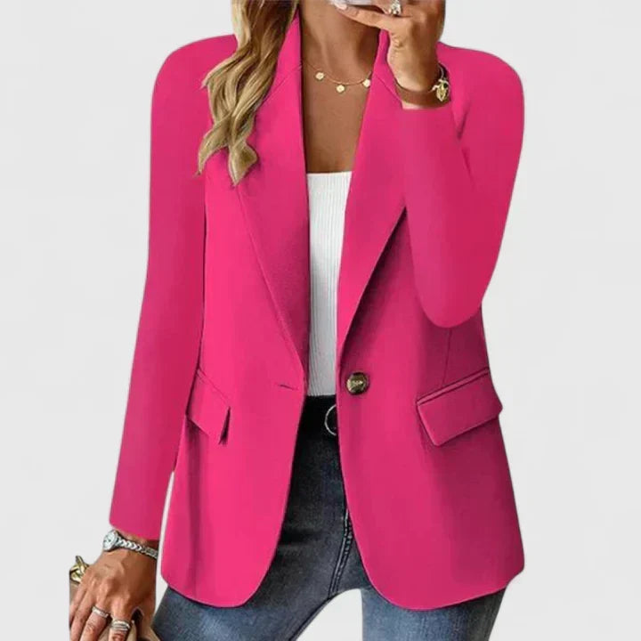 Women's Classic Tailored Jacket for Business Occasions in Pink